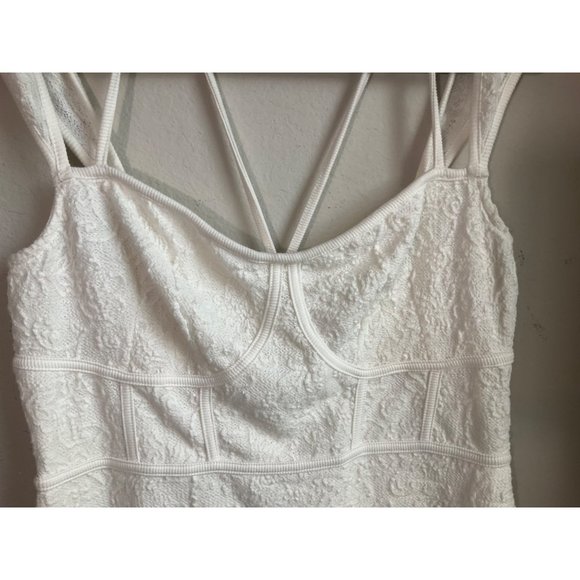 Anthropologie Women's Sz.XL Textured Knit Midi Dress White Cotton blend Bodycon - Picture 6 of 16